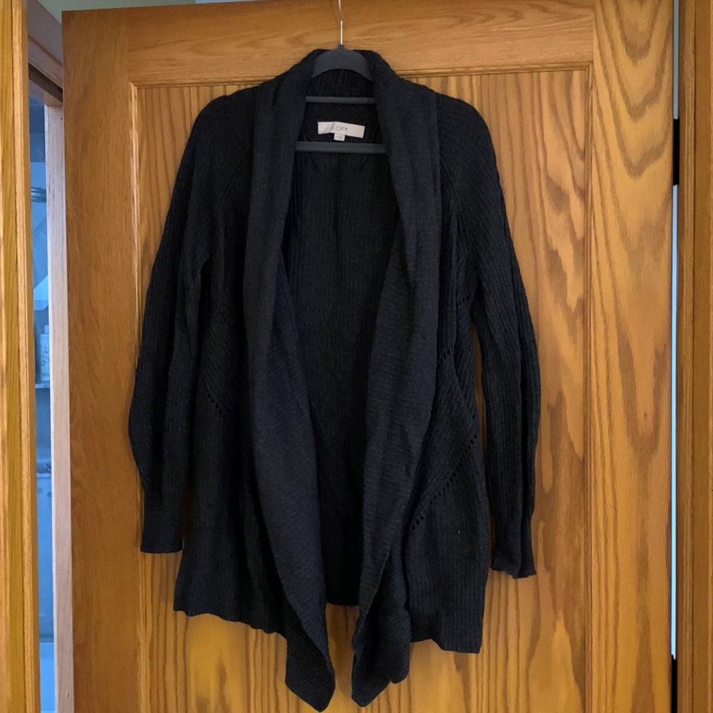 LOFT oversized open sweater, dark gray
